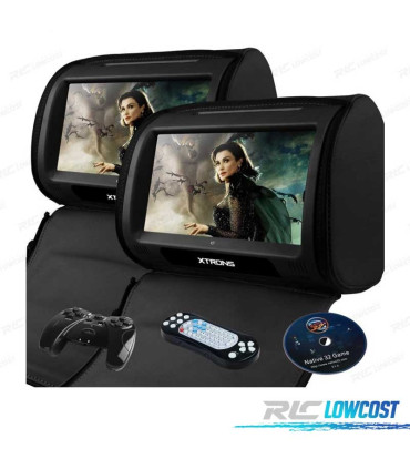 COPPIA DI POGGIATESTA DVD CON SCHERMO 9 POLICI, COLORE NERO