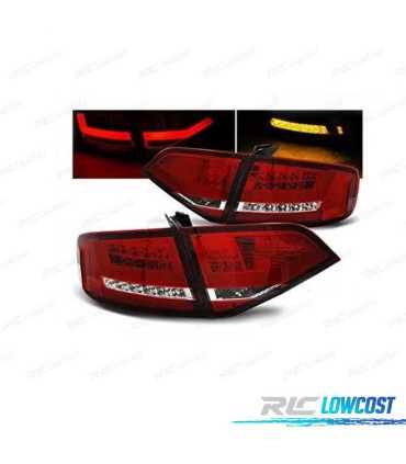 FANALI AUDI A4 B8 07-11 LIGHT BAR ROSSO CROMATO
