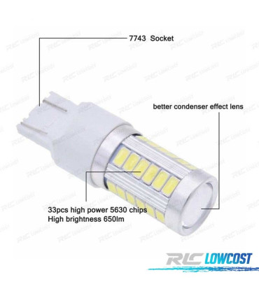 LAMPADA LED T20 BIANCA 33 LED SMS CANBUS