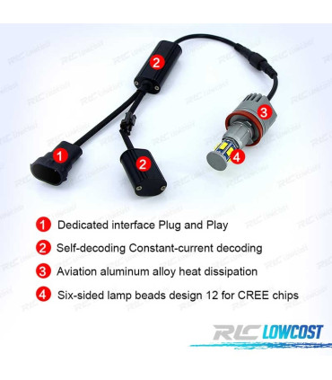 KIT LAMPADE OCCHI ANGEL LED 120W PER BMW E90 E92 X5 E71 X6 E82 E60 E70 2007 2011