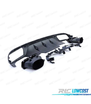 DIFFUSORE MERCEDES CLASSE E C238 17-19 LOOK AMG E63 NERO + TERMINALI DI SCARICO NERO LUCIDO
