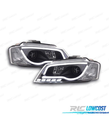FARI AUDI A3 8P 08-12 LUCE DIURNA A TUBO FONDO NERO