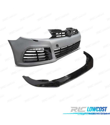 KIT PARAURTI ANTERIORE VOLKSWAGEN VW GOLF MK6 R20 SRA NERO LUCIDO SPOILER LIP LUCE DIURNA