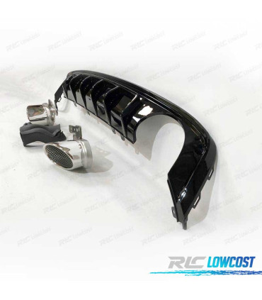 DIFFUSORE AUDI A6 C7 SEDAN AVANT 19-21 LOOK RS6 NERO LUCIDO + TERMINALI DI SCARICO