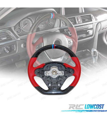 Volante per BMW F30 F31 F32 F33 F36 LOOK M CARBONIO ROSSO